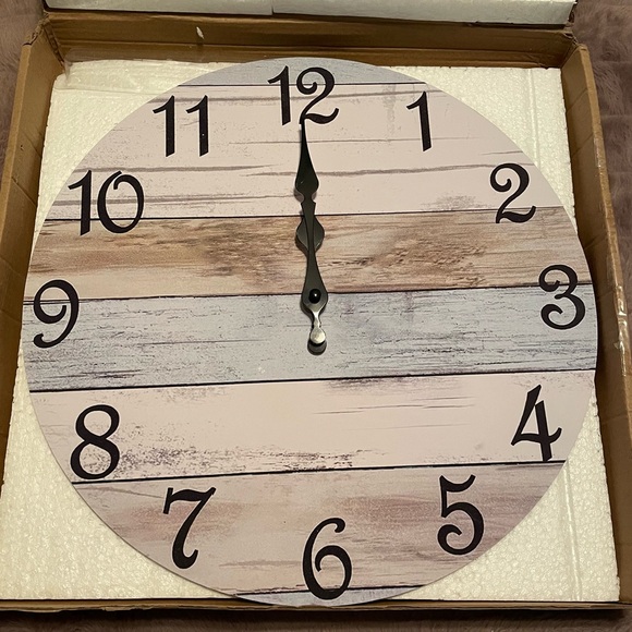 Rustic Wall Clock with Black Numbers 14 inches NIB - Picture 6 of 11